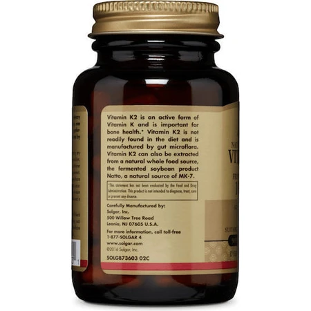 Solgar Vitamine K2 (MK-7) 100mcg Vitamine voor de gezondheid van vogels 100mcg 50 plantaardige capsules