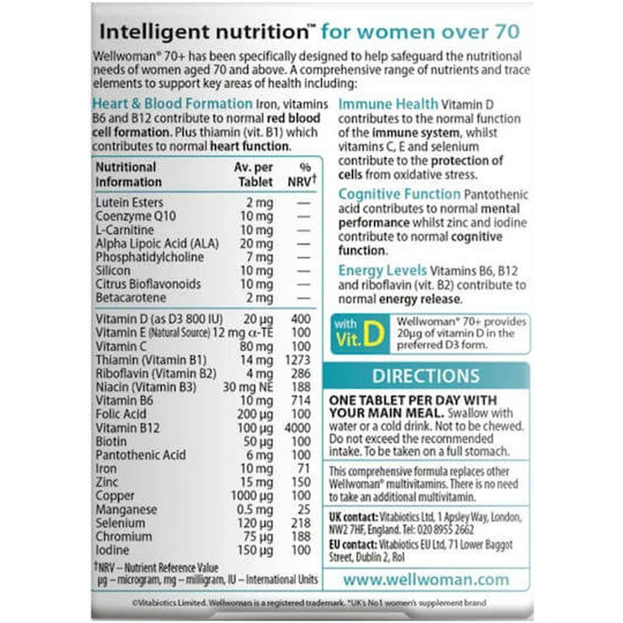 Vitabiotics Wellwoman 70+ Immuunversterkend Supplement 30 tabs