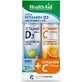 Health Aid Vitamina D3 Vitamina para el fortalecimiento del sistema inmunológico y la salud de los huevos 2000iu 1000mg Naranja 2 x 20 comprimidos