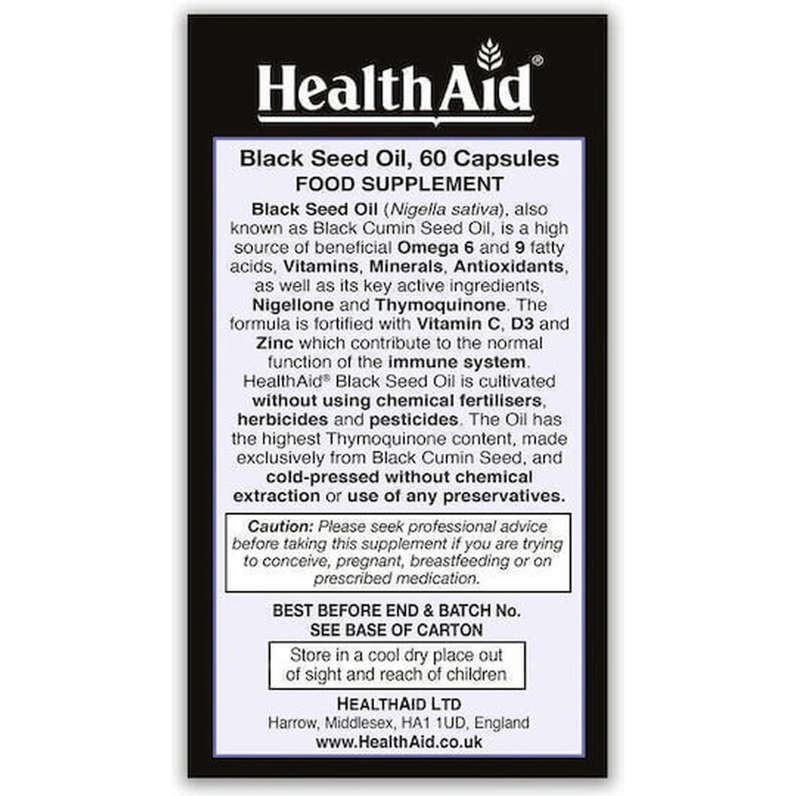 Health Aid Black Seed Oil 1000mg 60 caps
