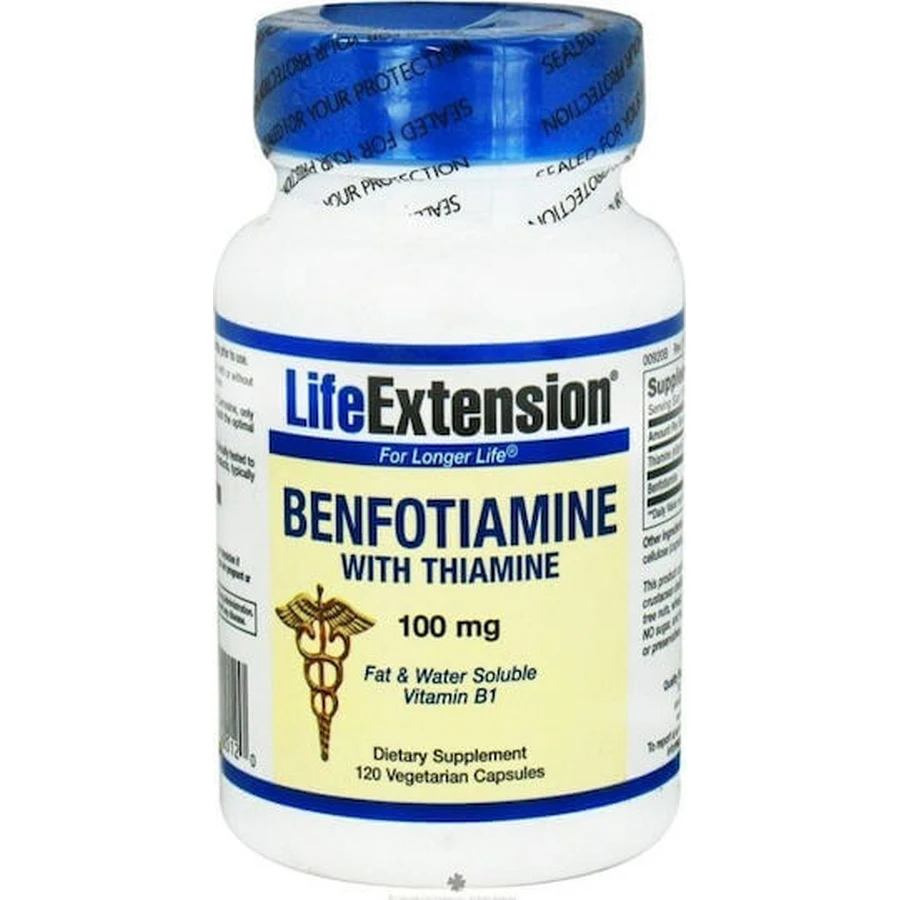 Life Extension Benfotiamine With Thiamine 100mg Food Supplement Special 120 veget capsules