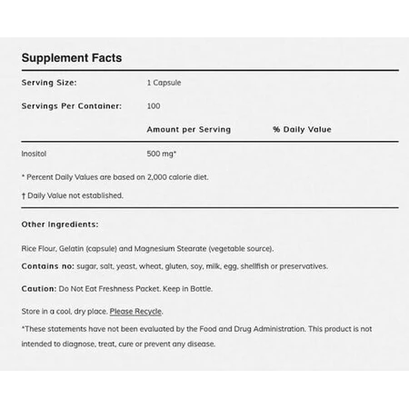 Now Foods Inositol 500mg Zwangerschapssupplement 100 caps