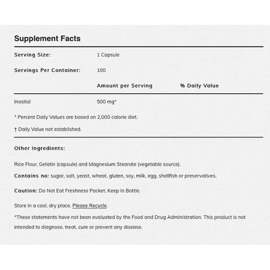 Now Foods Inositol 500mg Zwangerschapssupplement 100 caps