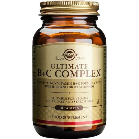 Solgar Ultimate B+C Multivitamin Complex for Energy & Immune System Strengthening 60 Comprimés