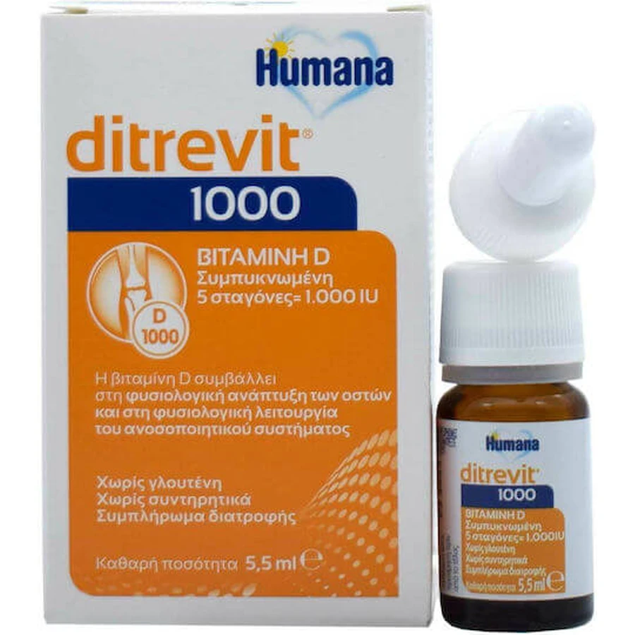 Humana Ditrevit Vitamin zur Stärkung des Immunsystems & Gesundheit der Vögel 1000iu 5.5ml