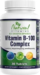 Natural Vitamins Vitamin B 100 Vitamin Complex for Energy, Immune &amp; Nervous System Strengthening 100mg 30 Tablets