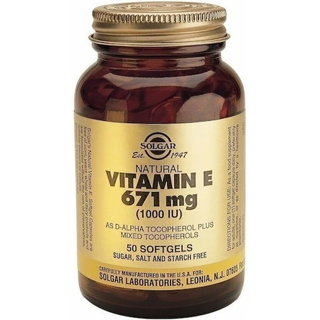 Solgar Vitamin E Vitamin for Skin & Antioxidant Action 1000iu 671mg 50 softgels