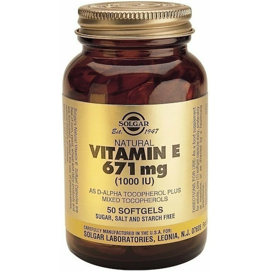 Solgar Vitamin E Vitamin for Skin & Antioxidant Action 1000iu 671mg 50 softgels