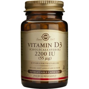 Solgar Vitamine D3 (Cholecalciferol) Vitamine voor Versterking Immuunsysteem & Vogelgezondheid 2200iu 50 veget 50 capsules