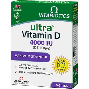 Vitabiotics Ultra Vitamine D3 voor immuunsysteem en ei-gezondheid 4000iu 96 tabletten