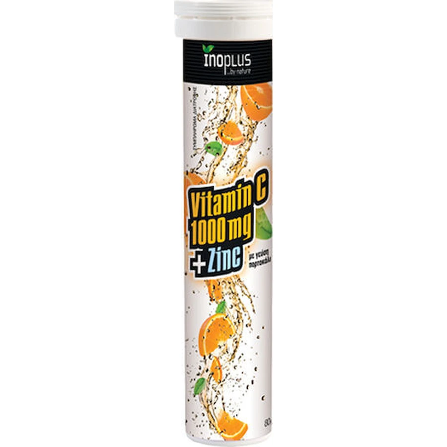 Ino Plus Vitamin C 1000mg & Zinc Multivitamin for Energy & Immune System Strengthening 1000mg Orange 20 tabs eff