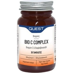 Quest Bio C Complex Vitamin C 500mg & Bioflavonoids Vitamin for Immune Support, Skin & Antioxidant Action 500mg 30 Tablets