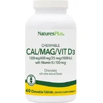 Nature's Plus Calcium Magnesium Vitamin D3 with Vitamin K2 60 Chewable Tablets Chocolate