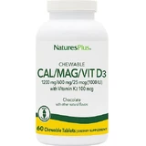 Nature's Plus Calcium Magnésium Vitamine D3 avec Vitamine K2 60 Comprimés à Croquer Chocolat