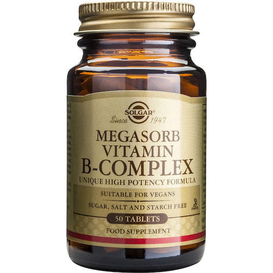 Solgar Megasorb Vitamin B-Complex Vitamin for Energy, Immune & Nervous System Strengthening 50 Comprimés