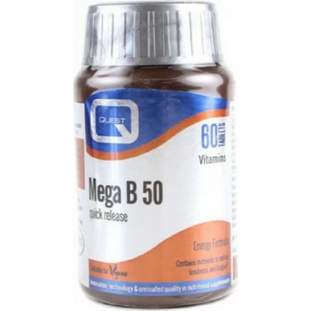 Quest Mega B-50 Vitamina de Liberación Rápida para Fortalecer la Energía, el Sistema Inmunológico y Nervioso 60 Comprimidos
