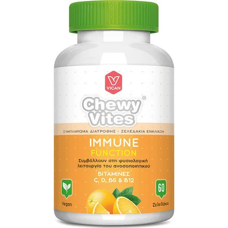 Vican Chewy Chewy Vites Erwachsene Immunfunktion Vitamine C, D, B6 & B12 Multivitamin zur Stärkung des Immunsystems Orange 60 x 1 Gelee