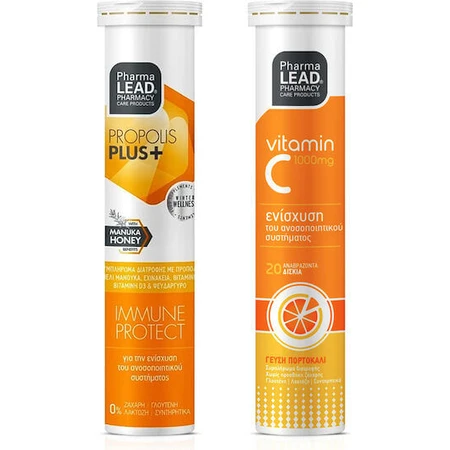 Pharmalead Propolis Plus+ mit Manuka-Honig & Vit C 1000mg Immunsystem stärkt Supplement 40 Tabs ef Orange