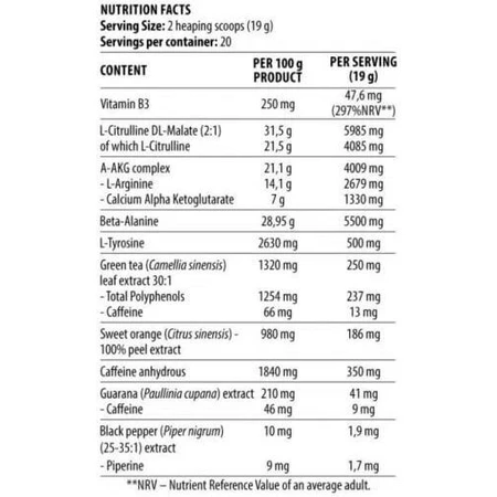 Dorian Yates Blood & Guts Pre Workout Supplement 380gr Slim Refine