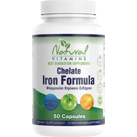 Natural Vitamins Chelated Iron Chelate Formula 50 Capsules