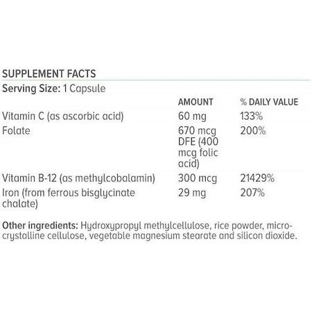 Natural Vitamins Chelated Iron Chelate Formula 50 Capsules