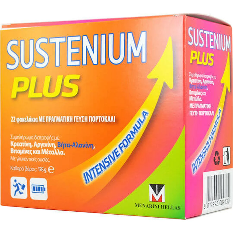 Menarini Sustenium Plus Multivitamin für Energie & Stärkung des Immunsystems Orange 22 Portionsbeutel
