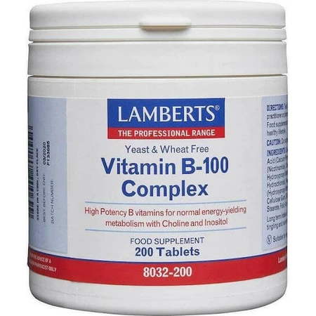 Lamberts Vitamin B-100 Vitamin Complex for Energy, Immune & Nervous System Strengthening 200 Comprimés