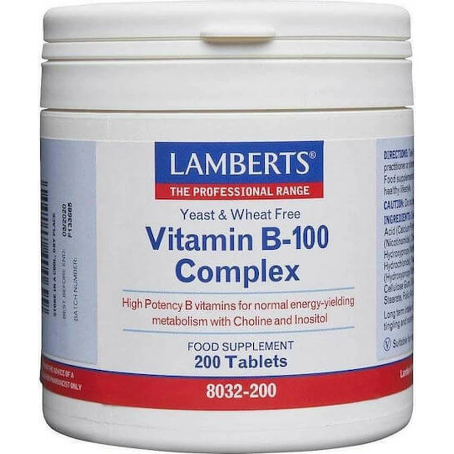 Lamberts Vitamin B-100 Vitamin Complex for Energy, Immune & Nervous System Strengthening 200 Comprimés
