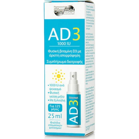 Starmel AD3 Vitaminspray zum Einnehmen zur Stärkung des Immunsystems und der Eiergesundheit 1000iu 25ml
