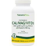 Nature's Plus Bone Support Chewable Tablets Calcium Magnesium Vit D3 with Vitamin K2 60 Vanilla Flavor