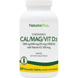 Nature's Plus Bone Support Comprimidos Masticables Calcio Magnesio Vit D3 con Vitamina K2 60 Sabor Vainilla