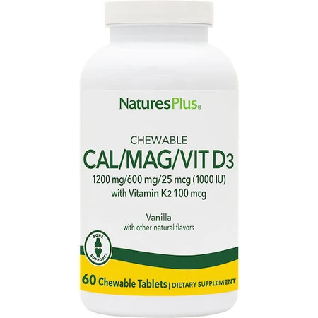 Nature's Plus Bone Support Comprimidos Masticables Calcio Magnesio Vit D3 con Vitamina K2 60 Sabor Vainilla