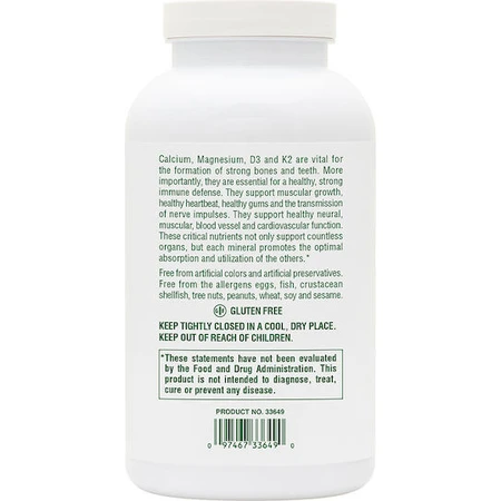 Nature's Plus Bone Support Comprimidos Masticables Calcio Magnesio Vit D3 con Vitamina K2 60 Sabor Vainilla