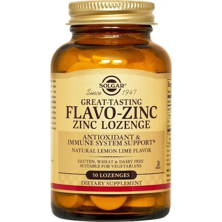 Solgar Flavo Zinc 23mg 50 Chewable Tablets Lemon Lime Flavor