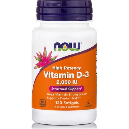 Now Foods Vitamina D-3 Vitamina para el apoyo inmunológico y la salud del huevo 2000iu 120 softgels