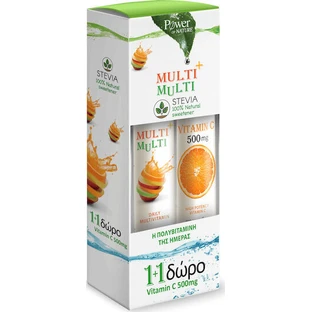 Power Of Nature Multi + Multi with Stevia & Vitamin C Multivitamin for Energy & Immune System Strengthening 500mg 44 tabs eff