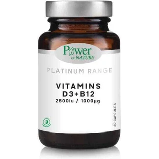 Power Of Nature Platinum Range Vitaminen D3 & B12 Multivitamine voor Versterking Immuunsysteem & Eiergezondheid 2,5iu 1000mg Energie 30 caps