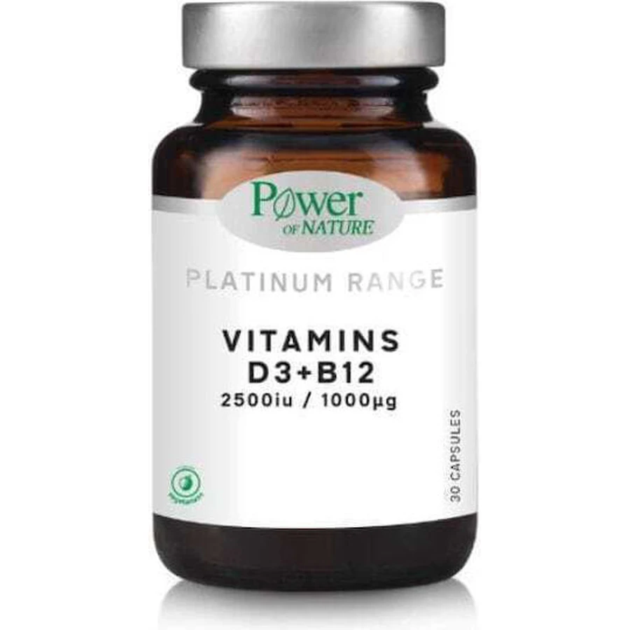 Power Of Nature Platinum Range Vitaminen D3 & B12 Multivitamine voor Versterking Immuunsysteem & Eiergezondheid 2,5iu 1000mg Energie 30 caps