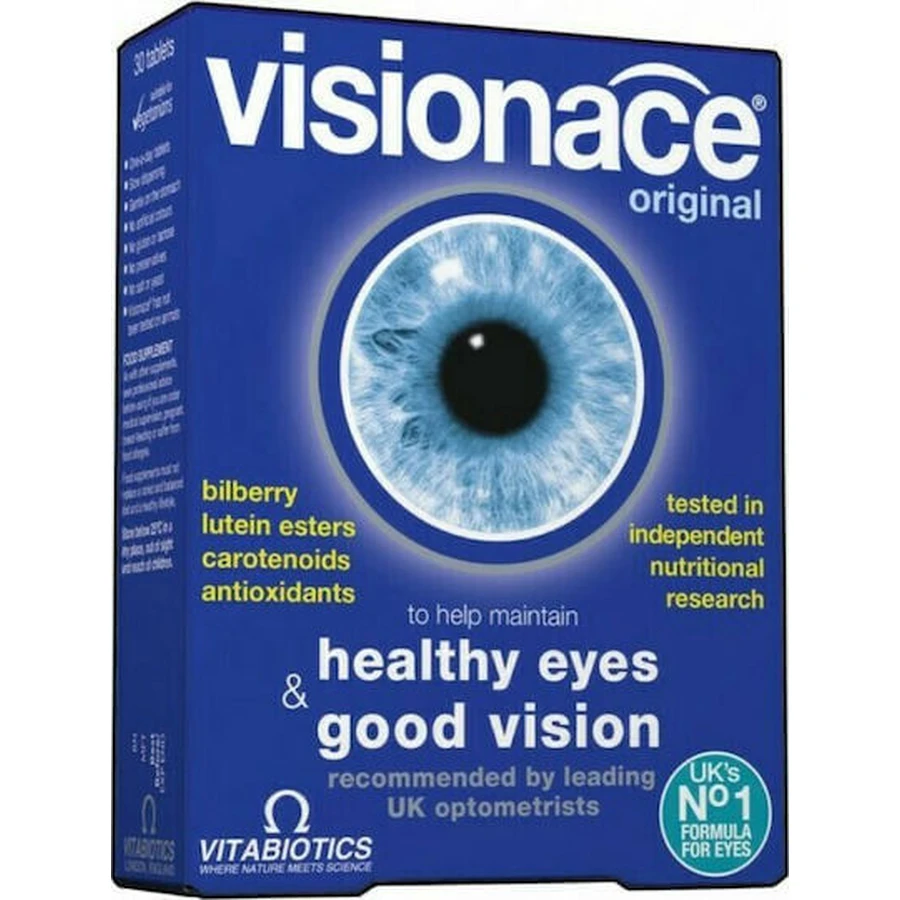 Vitabiotics Visionace Original Gesunde Augen & Gutes Sehen Spezial-Nahrungsergänzungsmittel 30 Tabs