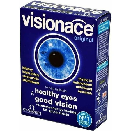 Vitabiotics Visionace Original Gesunde Augen & Gutes Sehen Spezial-Nahrungsergänzungsmittel 30 Tabs