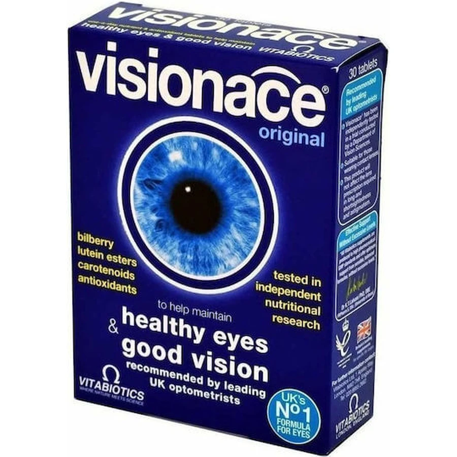 Vitabiotics Visionace Original Gesunde Augen & Gutes Sehen Spezial-Nahrungsergänzungsmittel 30 Tabs
