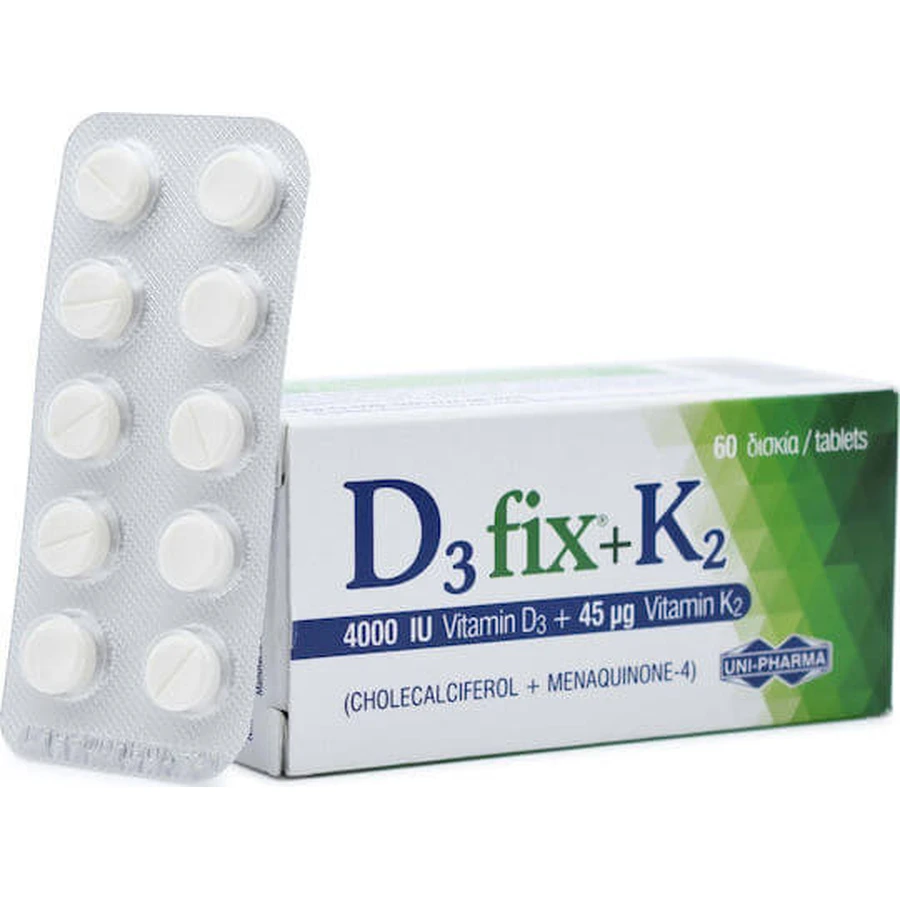 UNI-PHARMA D3 Fix + K2 4000 IE 45 mcg, 60 Tabletten