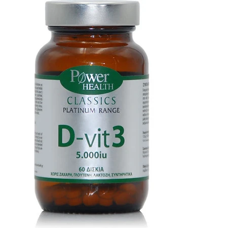 Power Health Platinum Range D-Vit 3 Vitamina para reforzar el sistema inmunitario y la salud ovocitaria 5000iu 60 Comprimidos