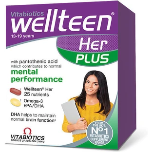 Vitabiotics Wellteen Her Plus Memory Supplement 28 tabs 28 softgels