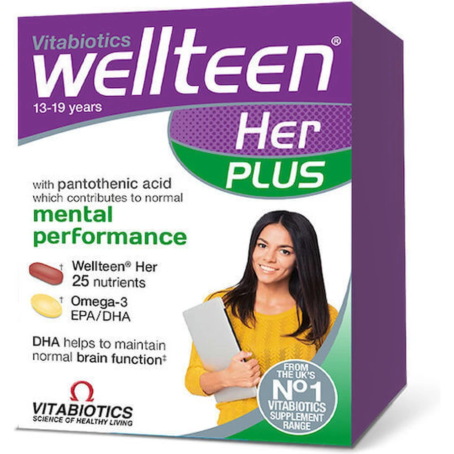 Vitabiotics Wellteen Her Plus Memory Supplement 28 tabs 28 softgels