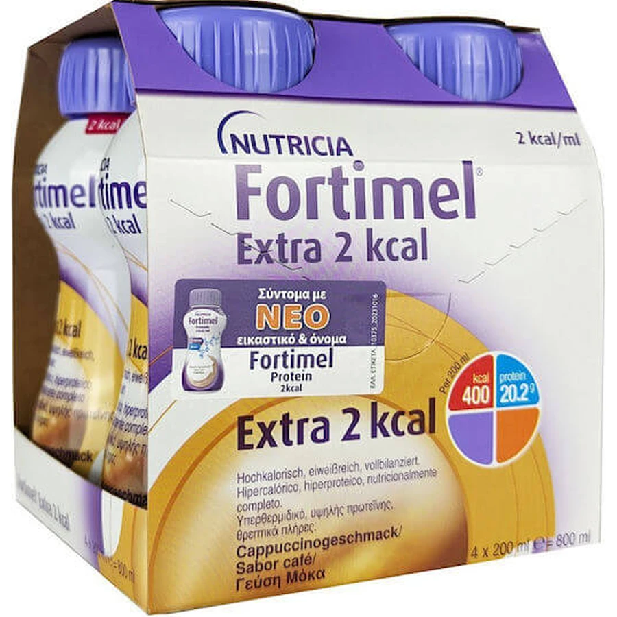 Nutricia Fortimel Extra 2 Kcal Voedingssupplement Speciaal 4 x 50ml Mokka