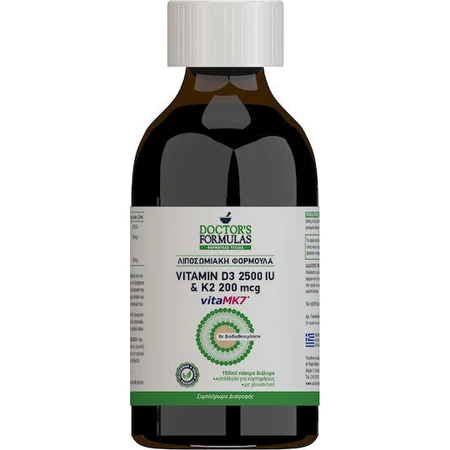 Doctor's Formulas Vitamine D3 2500iu & K2 200mcg Vitamine voor versterking van het immuunsysteem & eiergezondheid 2500iu 150ml