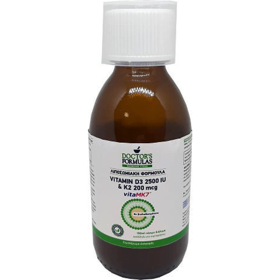 Doctor's Formulas Vitamine D3 2500iu & K2 200mcg Vitamine voor versterking van het immuunsysteem & eiergezondheid 2500iu 150ml