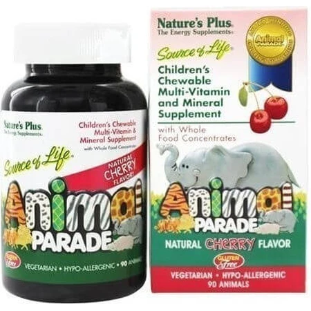 Nature's Plus Animal Parade-Cherry Multivitamin for Energy & Immune System Strengthening Cherry 90 chewable tablets