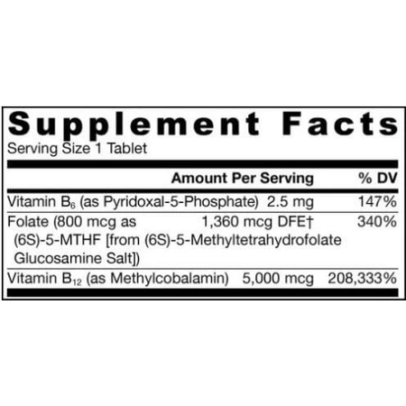 Jarrow Formulas Methyl B-12 5000mcg + Methyl Folaat 800mcg Vitamine voor Zenuwgezondheid 60 kauwtabletten